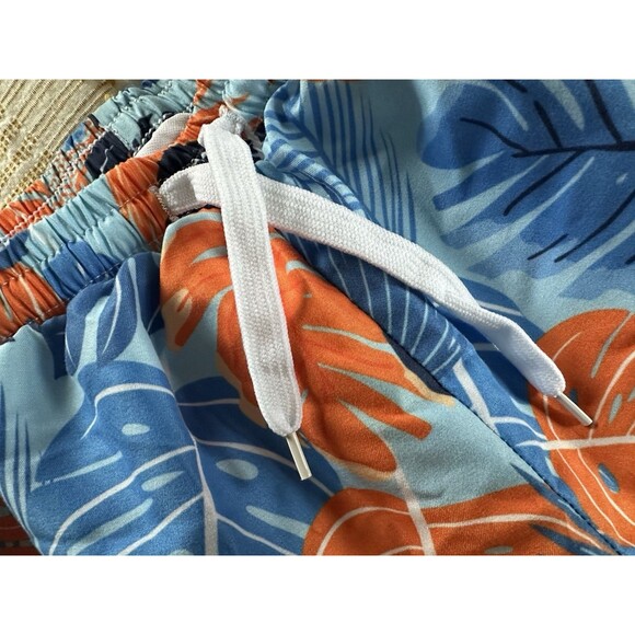 Shein Big Boys Tween Swim Trunks Blue Tropical Banana Leaf Print Size 13-14Y - Picture 2 of 5